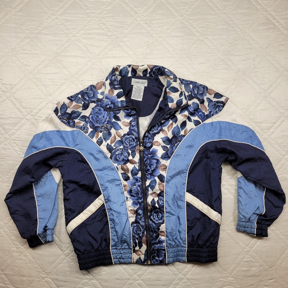 Cabin Creek blue flowered light weight jacket size S‎
